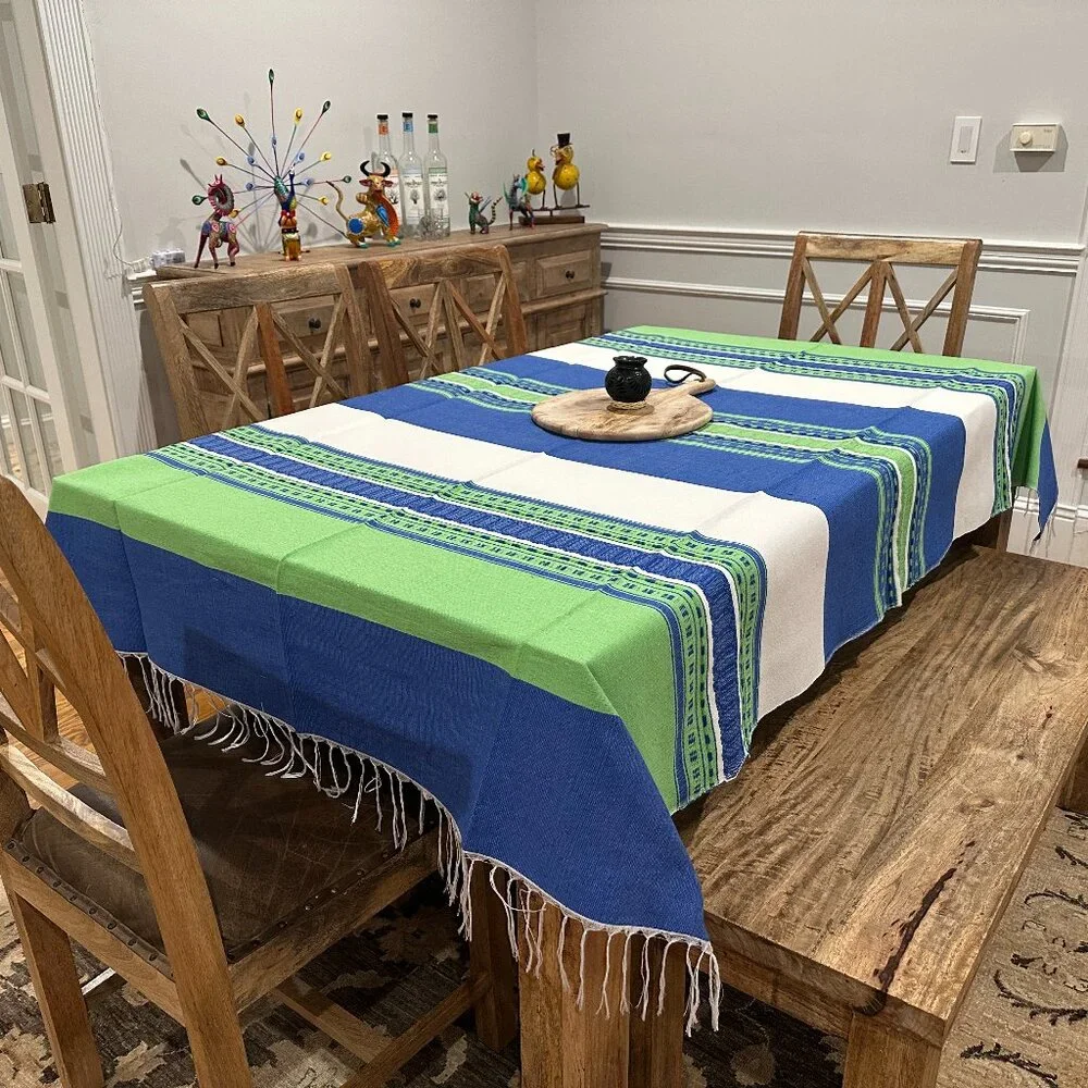 78'' Tablecloth from Oaxaca Mexico made with Handloom fabric. Handmade